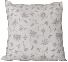 Magnifique coussin Diana jute brodée 20 x 20 avec forme