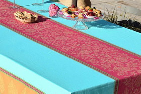 Caprice turquoise linéaire tissé teint Jacquard