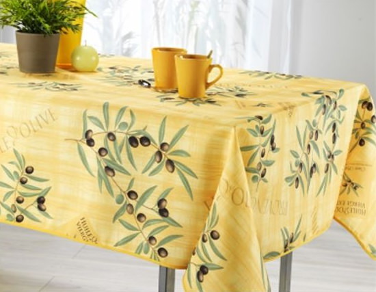 Yellow black olives - Provencal polyester rectangular tablecloth.