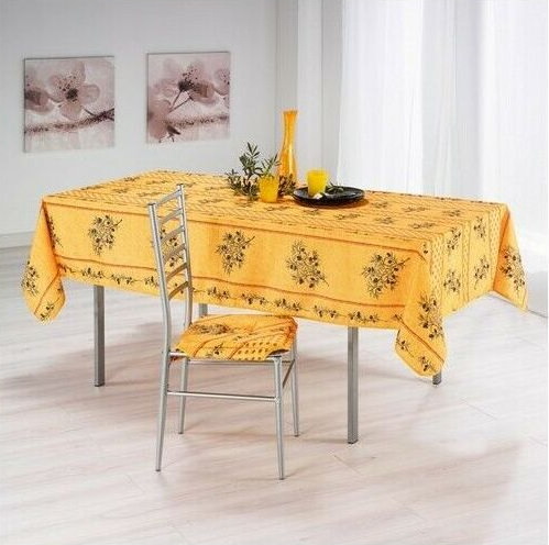 Olivou jaune vert - Provencal polyester rectangular tablecloth.