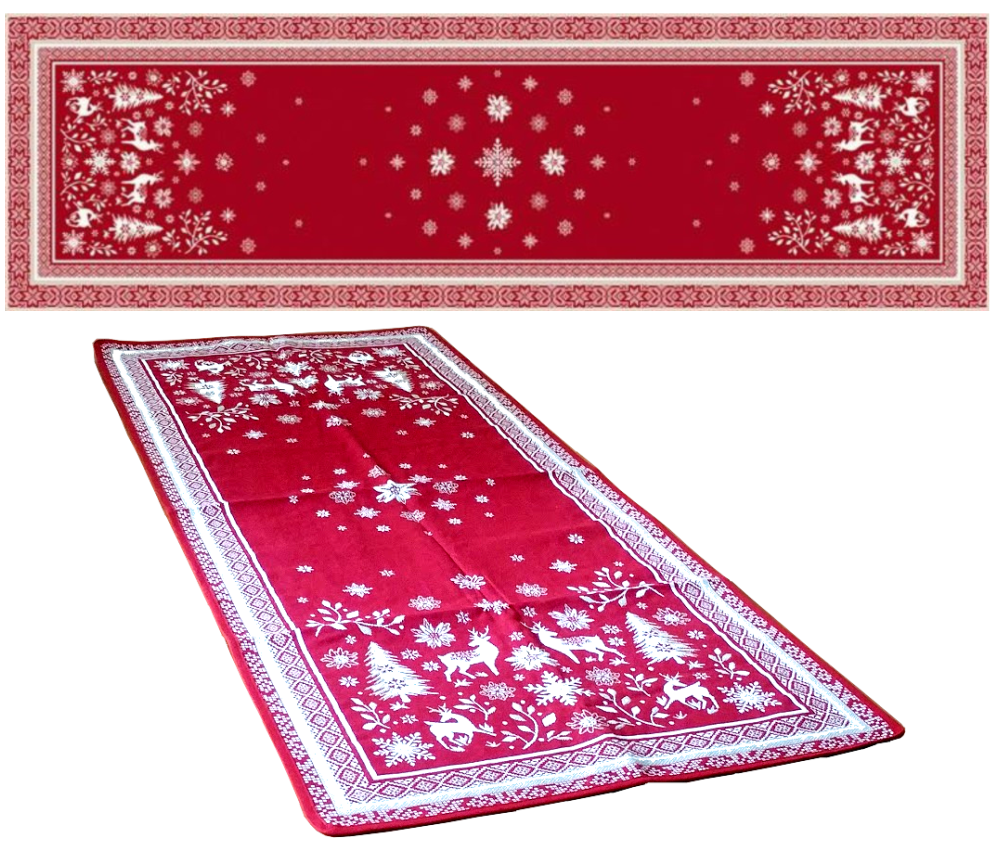 The provencal Table runner - Vallée red green. Image for Vallée red green Table runner