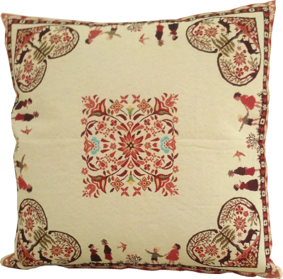 The back of the cushion cover - Plagne écru red. Image for the back of the cushion cover