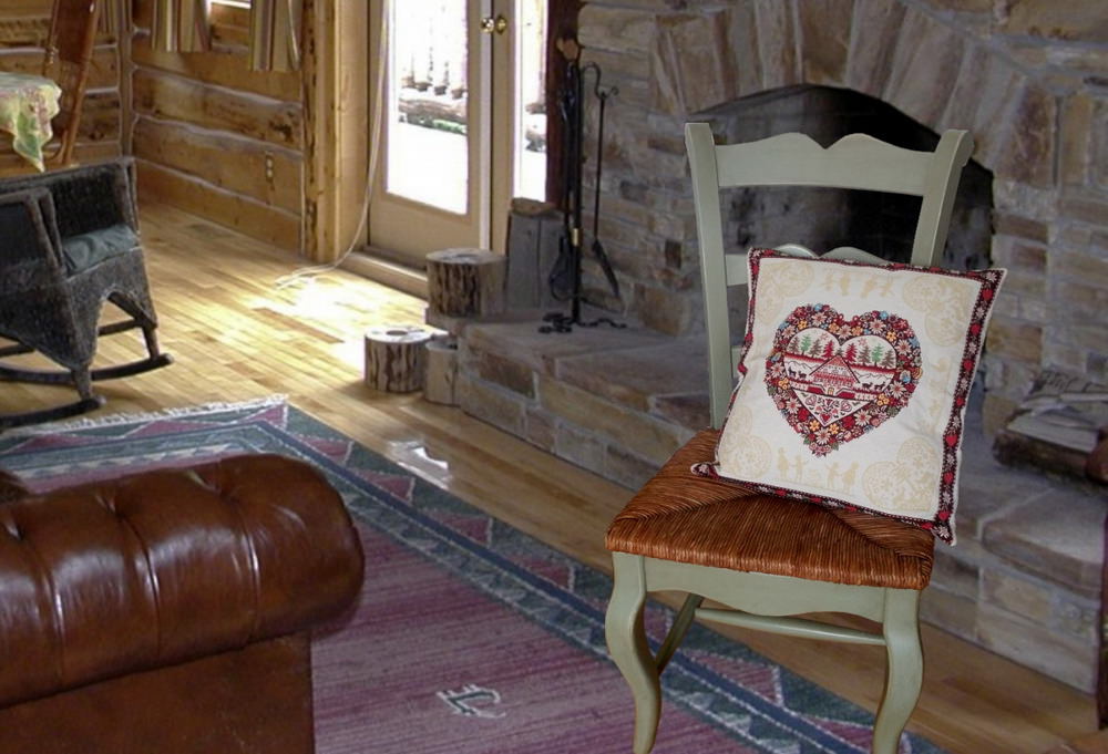 The provencal cushion cover - Plagne écru red. Image for Plagne écru red cushion cover