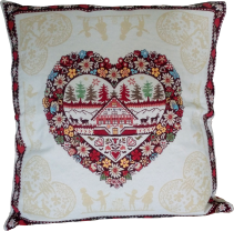 Cushion cover Plagne ecru red.