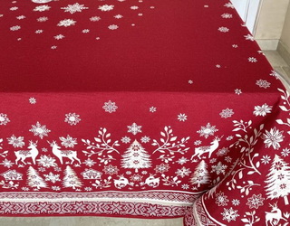 Tablecloth Jacquard Vallee red-ecru