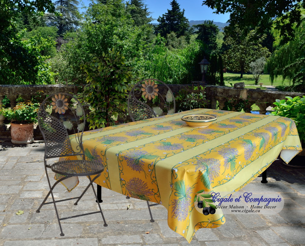 Image for ramatuelle écru linear coated tablecloth in dimension