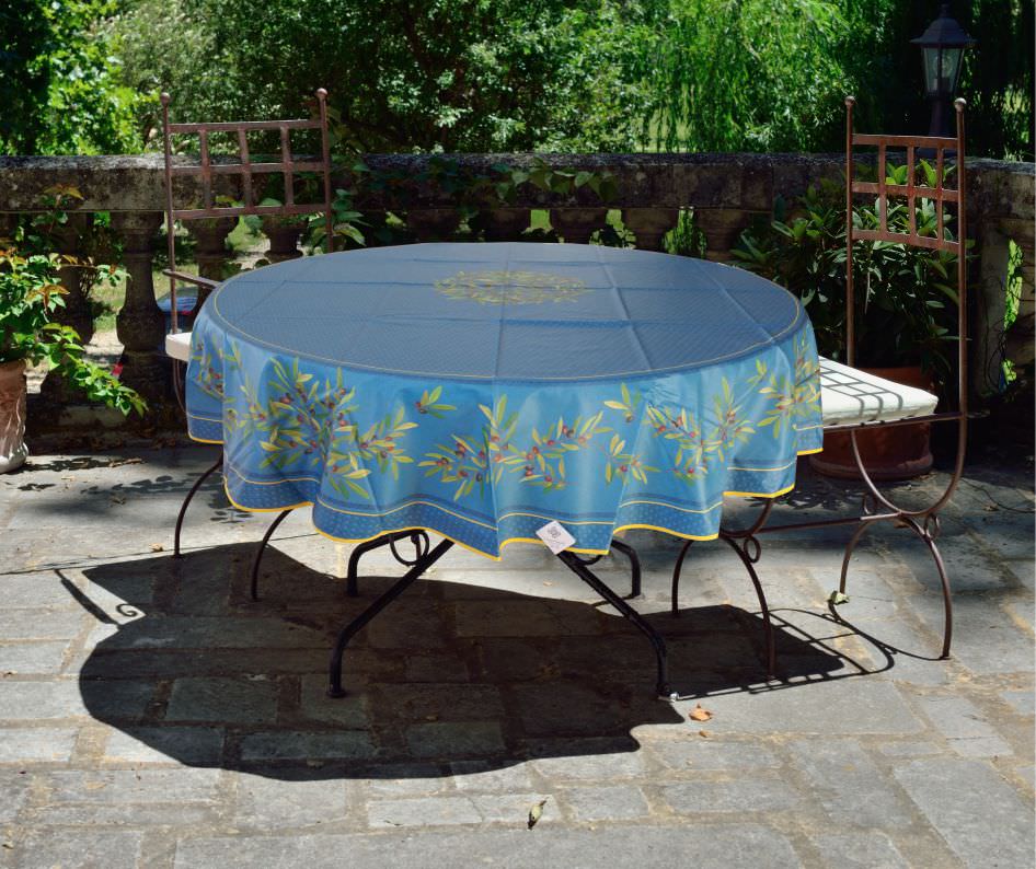 Image for Nyons blue coated tablecloth in round dimension