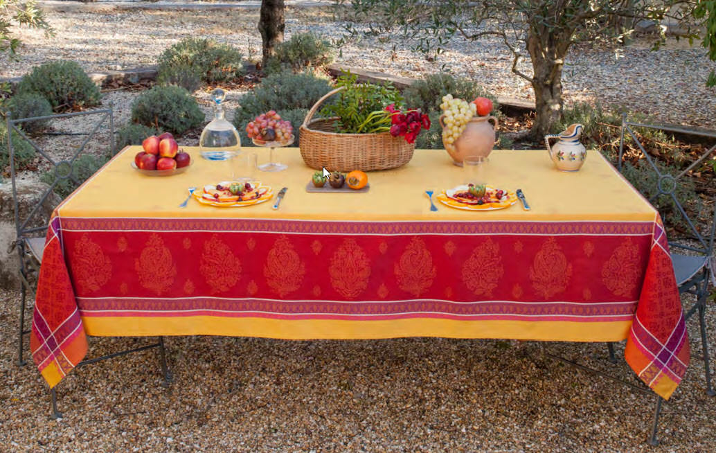 Cassis jaune rouge Nappe Jacquard Image pour la nappe Cassis jaune rouge