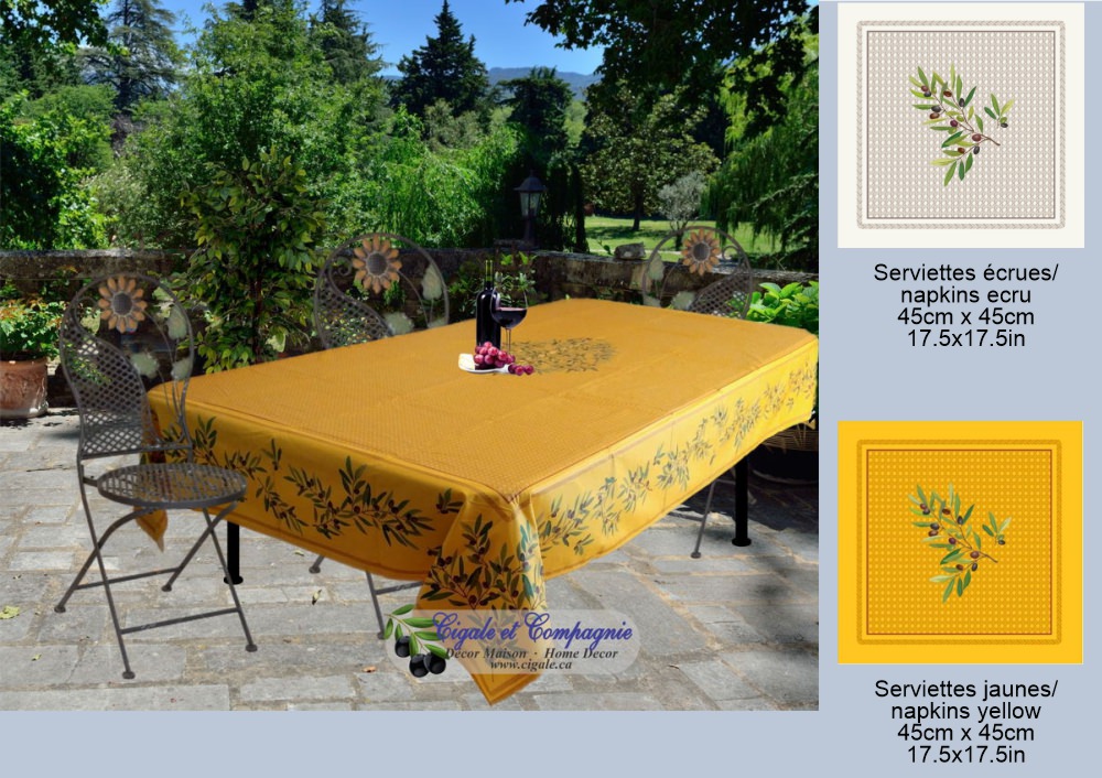 Image for Nyons yellow coated tablecloth in rectangular dimension