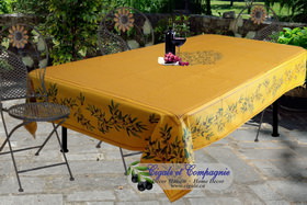 Nyons jaune nappe 100% coton avec enduction acrylique.