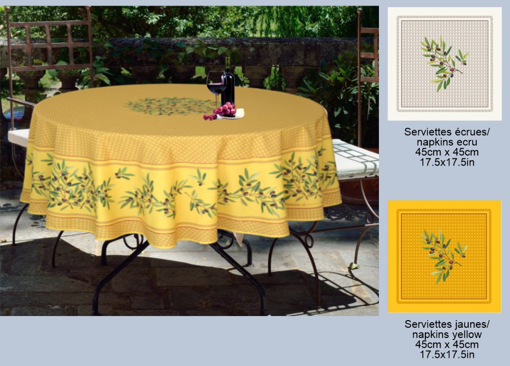 Image for Nyons yellow coated tablecloth in round dimension